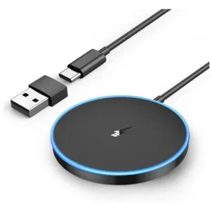 LED Magnet Charging Pad Mag Safe Charger with Dual Charging Ports Black